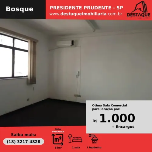 Sala Comercial para Locação em Presidente Prudente, Bosque, 1 banheiro