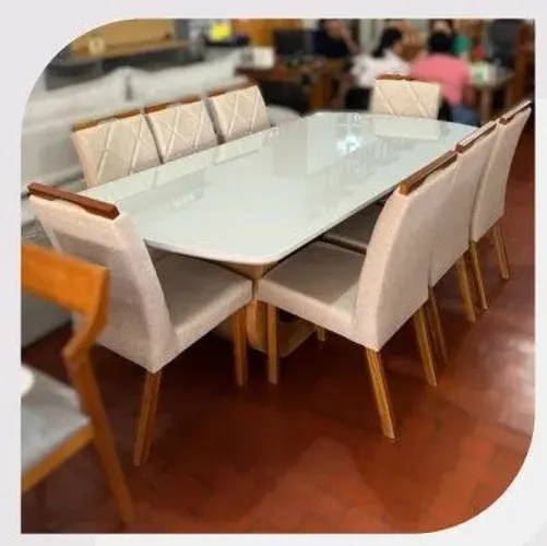 Mesa de Jantar Elegante com Cadeiras Estofadas