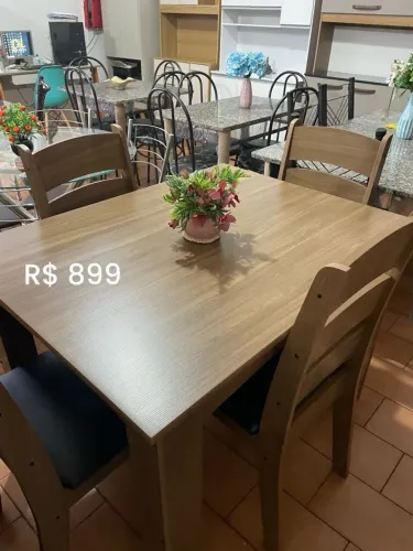 Mesa Com 04 Cadeiras Nova Mdf 