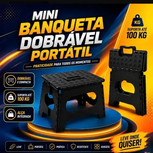 Banqueta Dobrável Portátil Sforte Preta para Pescaria e Camping