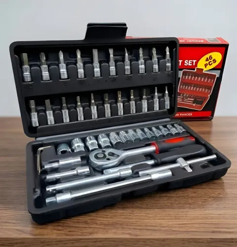 Kit Ferramentas 46 Peças Catraca Soquetes e Maleta