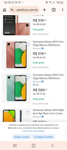 De 400, pra 260. Samsung A03. Chegar com 240 levA. 