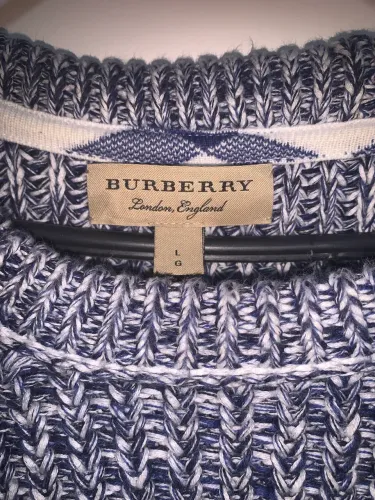 Blusa de Tricô Burberry Original Azul Mesclada | Tam. G (L) | Seminova