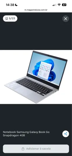 Notebook Samsung Galaxy Book Go Snapdragon 4GB - 128GB