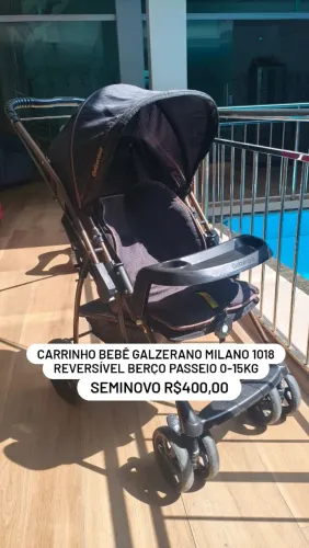 Carrinho Bebê Galzerano Milano 1018 Reversível Berço Passeio 0-15kg