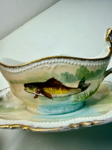 Molheira de Porcelana de peixe francesa - antiguidade