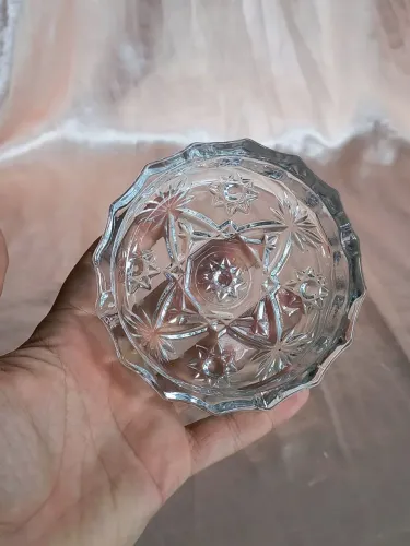 cinzeiro de cristal lindo antigo anos 50 redondo antiquario vintage decoração detalhado