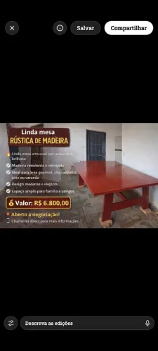 Mesa de prancha de peroba , medindo 3m /1,10 de largura 