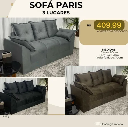Sofá três lugares paris
