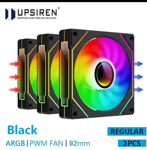 Kit 3 Ventoinhas UPSIREN UF-9 PRISM 4 PRO ARGB PWM 92mm - 800 a 2500 RPM