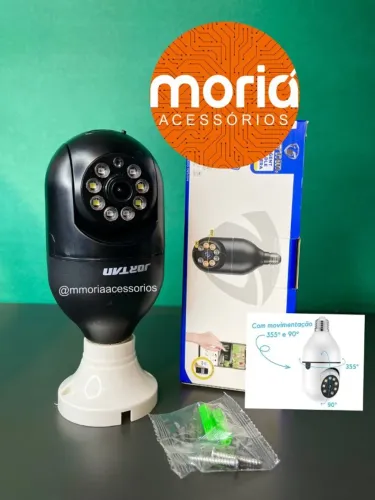 Lâmpada Câmera de Segurança com Bocal, Wi-Fi, Áudio, Micro, Visão Noturna, Sensor Moviment