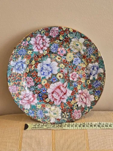 prato decorativo porcelana chinesa antiga - estilo mil flores (mille fleur)