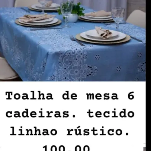 Toalha de mesa linhao rústico p 6 cadeira 