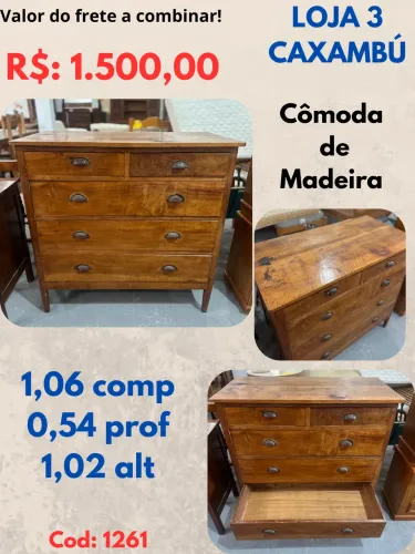 Cômoda de Madeira rústica com 5 gavetas