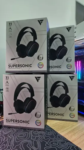 Headset Gamer Sem Fio Force One Supersonic 7.1 Surround, Wireless, Preto