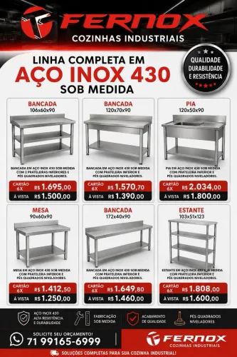 Bancadas em aço inox 