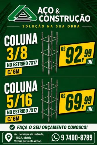 COLUNA 3/8 MENOR PREÇO DO MERCADO