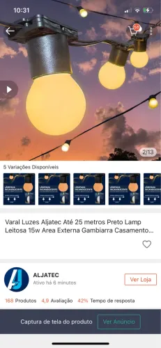 Varal de Luzes 25 metros 