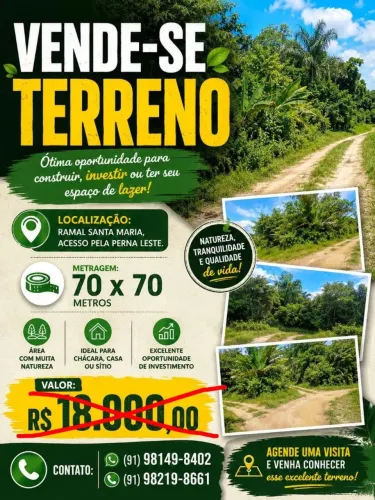 Vende-se terreno 70x70 aceitamos negociação e troca