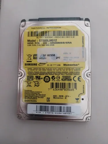 HD de notebook de 500GB*.<br><br>*O que é:*<br>- *Modelo:* ST500LM012 - Samsung SpinPoint Momentus