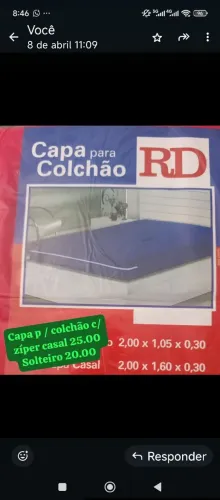Capa de colchão c zíper  solteiro 20.00 casal  25.00