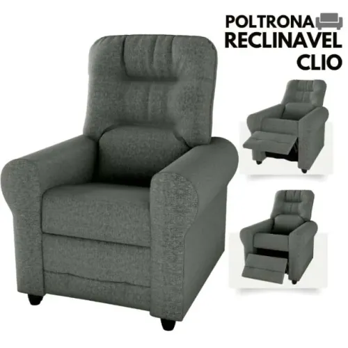 Poltrona Reclinavel MX 24 Clio 2 Estagio Linho Cinza 487 Matrix