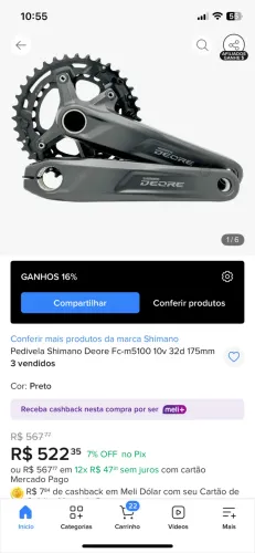 Pedivela Shimano Deore Fc-m5100