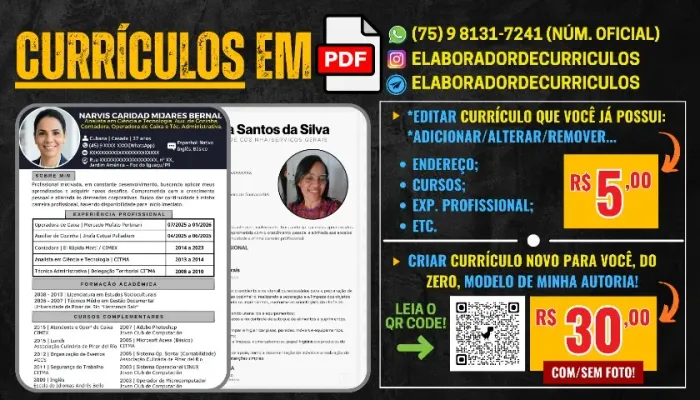 Currículos em PDF.