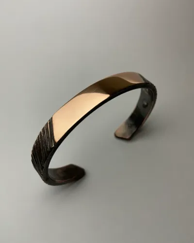 Pulseira masculina de cobre puro Frontal Polida
