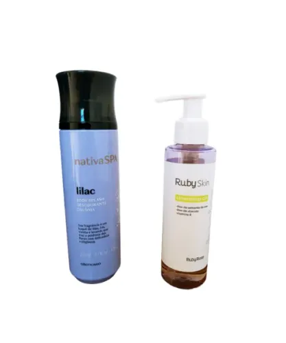 kit body splash lilac o boticário e óleo demaquilante ruby rose