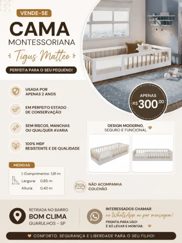 Cama montessoriana impecável