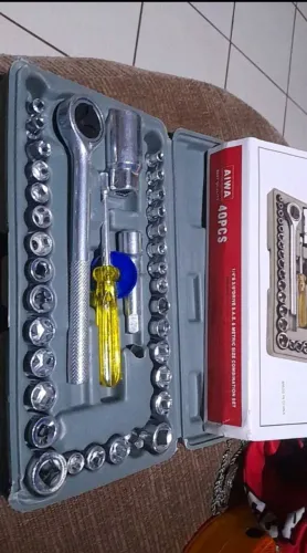 Kit Jogo De Soquete Chave Catraca Reversível 1/4 40 Peças