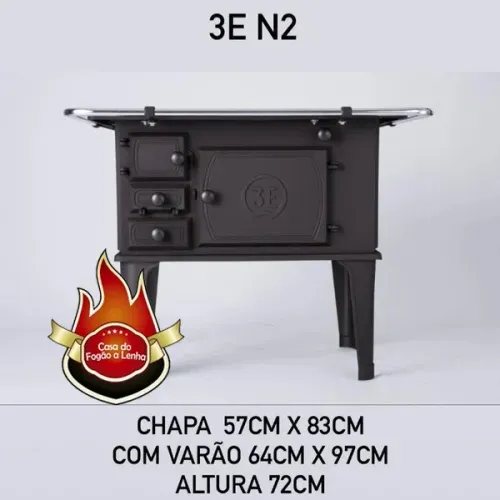 Fogão a lenha numero2 Ferro Fundido preto chapa de ferro duravel e elegante