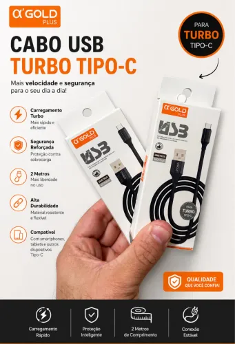 Cabo tipo C ( 2 Metros ) ? PRODUTO NOVO E LACRADO