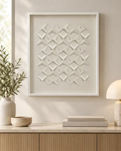 Quadro Caixa Relevo Branco