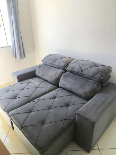 Sofá retrátil e reclinável dois lugares 206 cm cinza