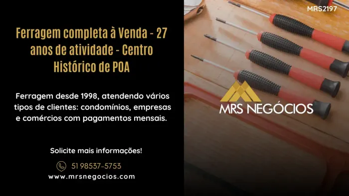 Ferragem completa à Venda - 27 anos de atividade - Centro Histórico de POA