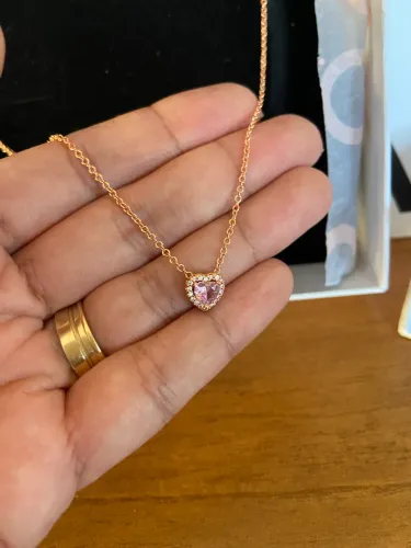 Colar Pandora coração rose