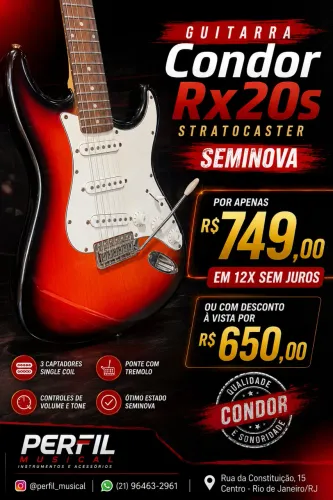 Guitarra Condor Rx20s seminova acompanha alavanca