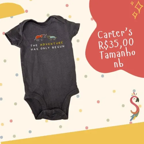 Body Manga Curta Elefante Carter's