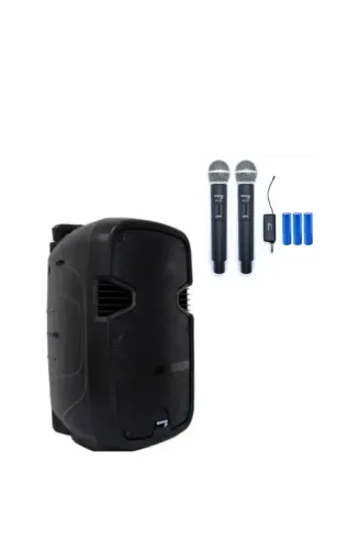 KIT - CAIXA DE SOM AMPLIFICADA 12" SOLUS CS-120 + MICROFONE DUPLO VHF SOLUS MM-120D