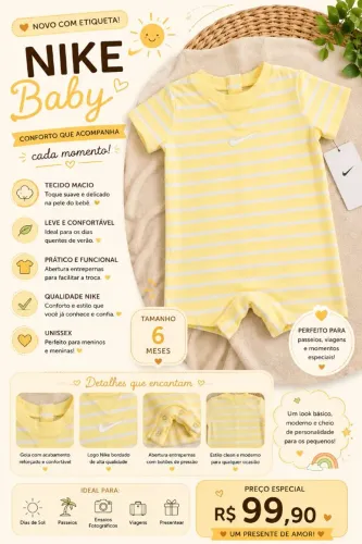 Macacâo Nike 3 meses Amarelo