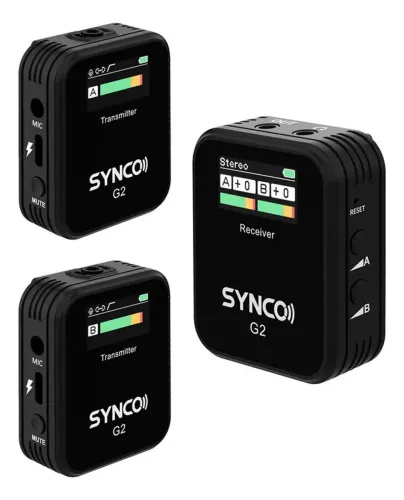 Microfone Lapela Sem Fio Synco G2 A2 Omnidirecional com 2 Transmissores