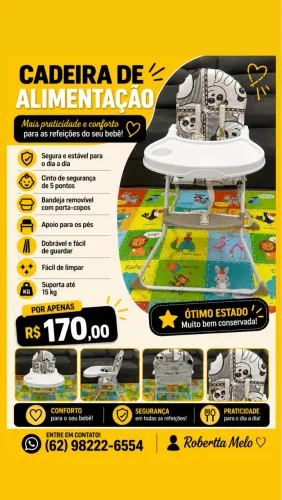 Cadeira de Alimentação Dobrável para Bebê