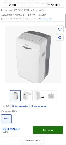 Ar Condicionado Portátil NOVO