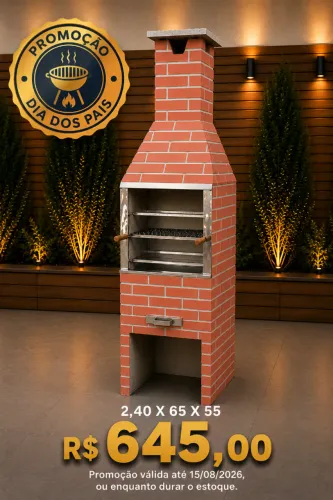 Churrasqueira pré- moldada, nova (tamanho: 2,40 X 65 X 55), por apenas R$ 645,00.