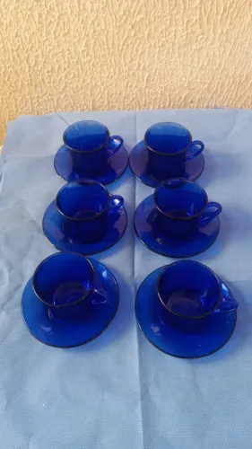 Jogo De Xícaras De Chá Duralex Azul 200ml  (Usado) #