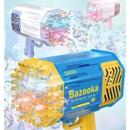Pistola Brinquedo Lança Bolha de Sabão Bazuka 69 Furos par Criança Máquina De Sopro Automá