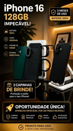 ? iPhone 16 novo, câmera incrível e máxima velocidade! Garanta já o seu ?