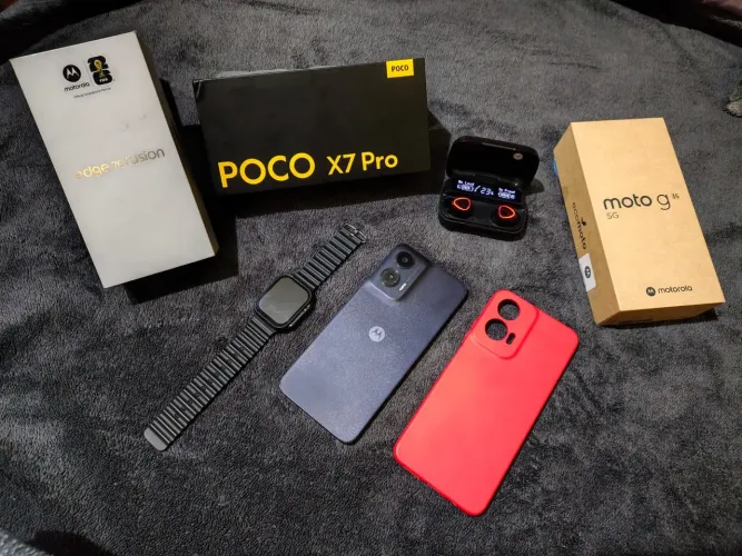 Moto g35 com muitos assessórios